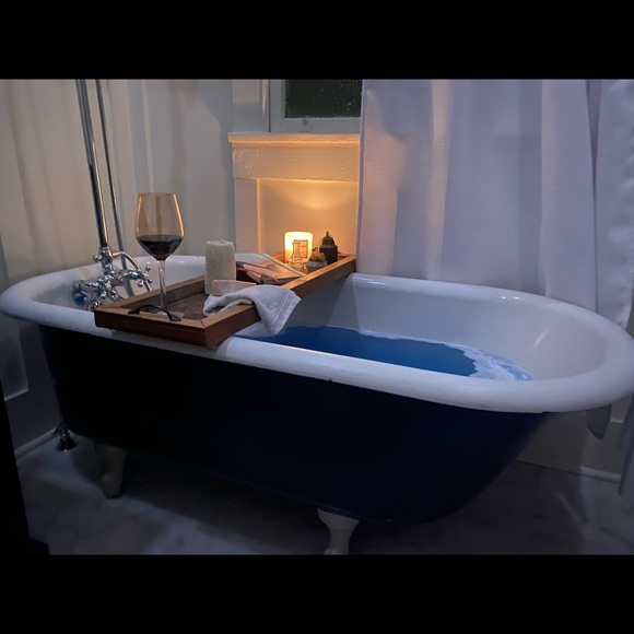 Handmade Reclaimed Wood Copper Bath Tray Wine Hold - Picture 8 of 14